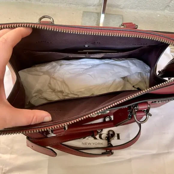 Coach x Selena Gomez Collection Bond Bow Bag Satchel Burgundy handbag purse - Picture 11 of 16